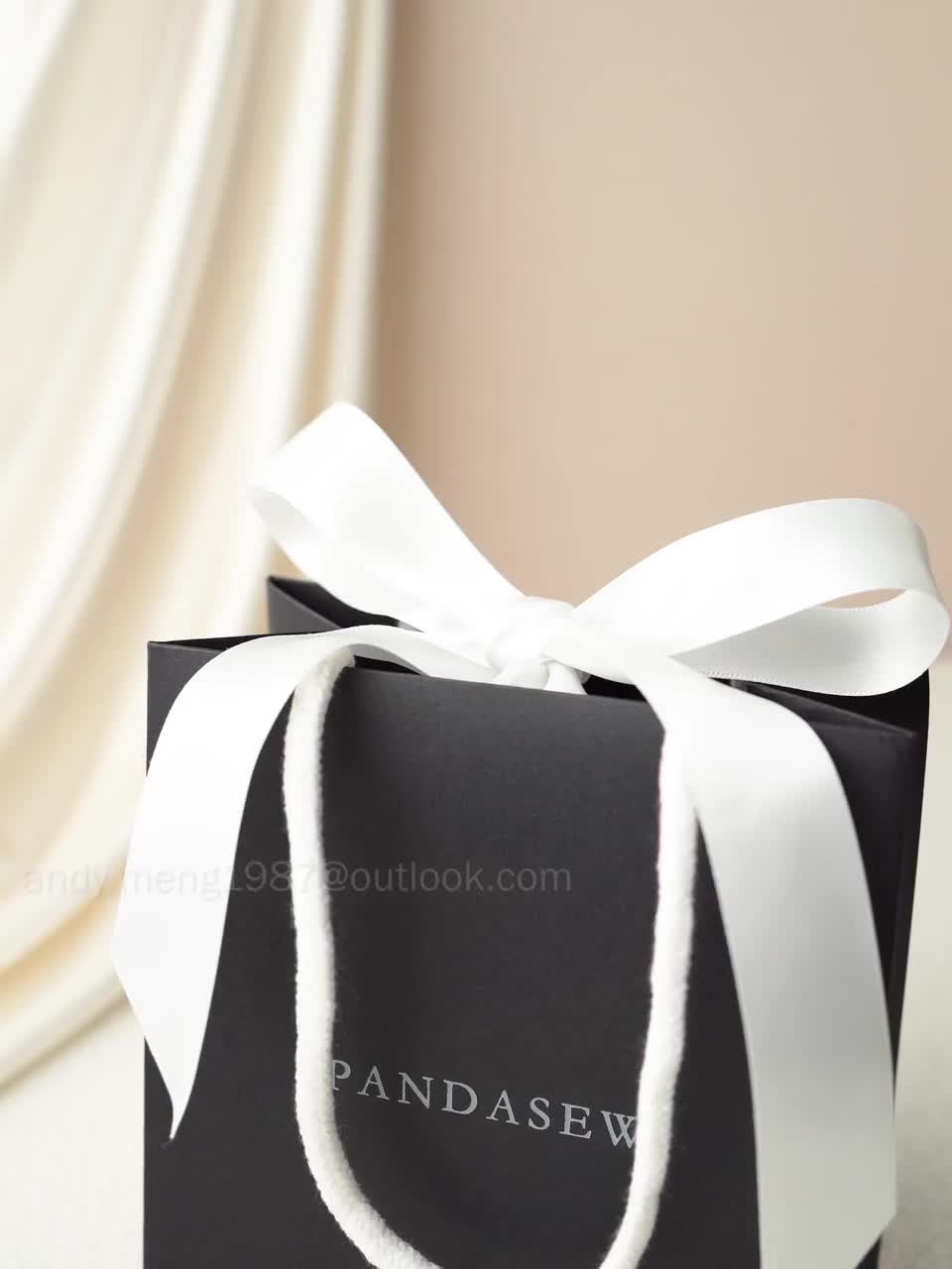 50pcs A1YS black jewelry packaging bow tie tote bag with Logo personalized video poster