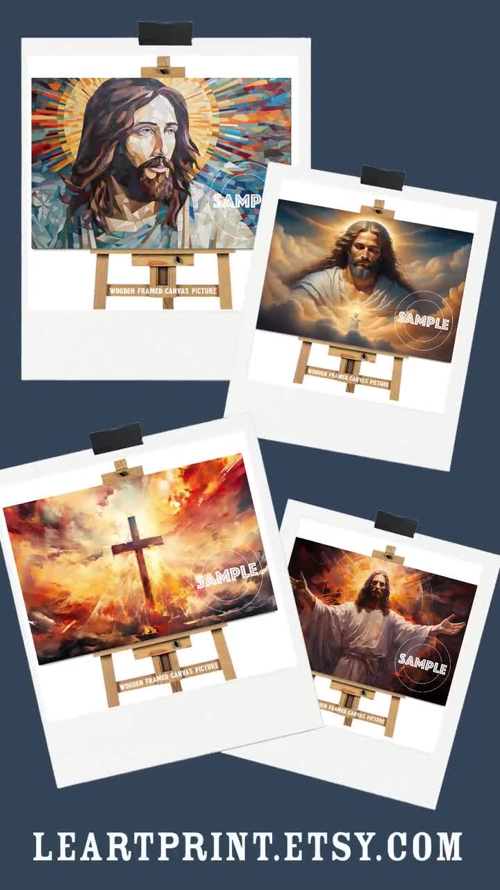 JESUS CHRIST Framed Canvas Picture Religious Painting Abstract Church Art  Spiritual Picture Wall Art Great Gifts #5