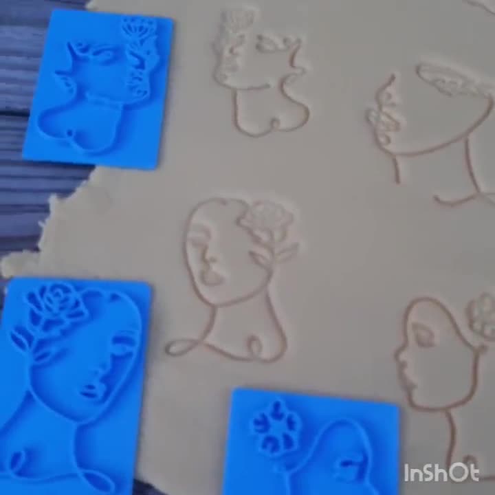 Woman Face Clay Stamp