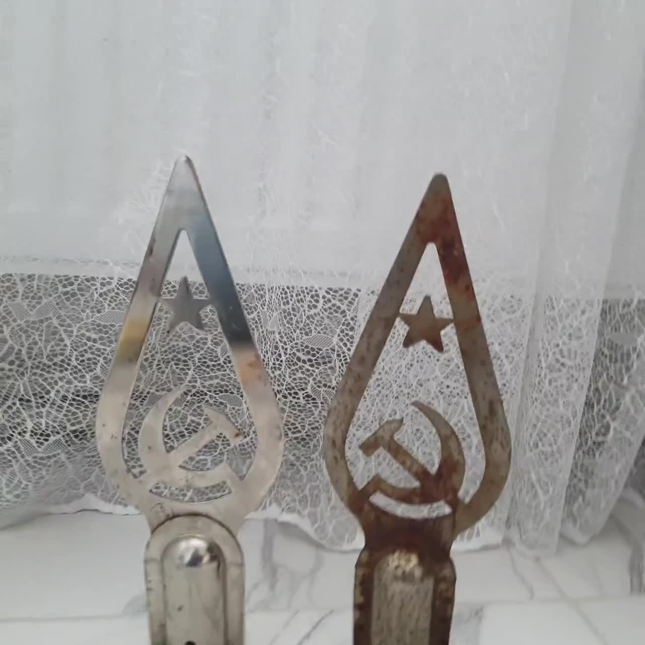 ソ連 ヴィンテージ ソビエト国旗 ハンマーと鎌 旗 金属バナートッパー