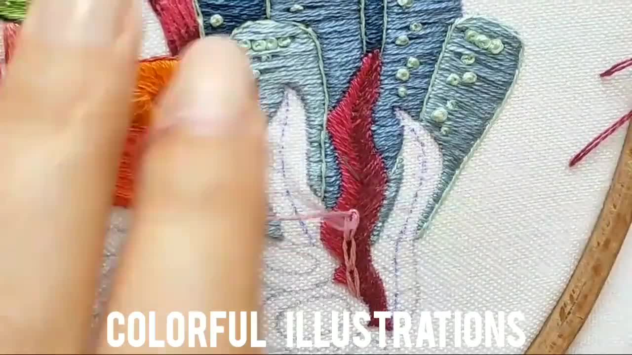 Corals and Sea Fishes Hand Embroidery Pattern PDF + Complete Video Course  and Tutorials for Beginners | Digital Download | 8 inches