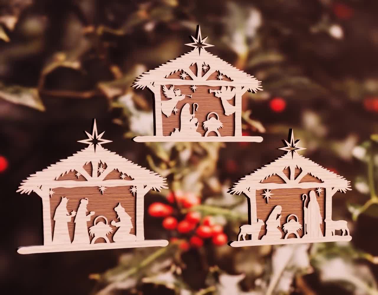 3D Laser Cut Tree Nativity Stable Scene Christmas Decorations lasercut svg Cricut Glowforge / SVG, DXF, AI, eps, pdf /#44/ video poster