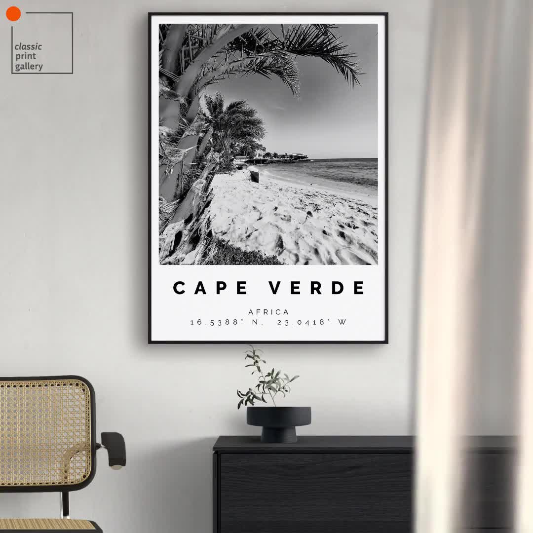 Cape Verde Poster Black and White Print, Cape Verde Wall Art, Cape Verde  Travel Poster, Cape Verde Photo Print, Cabo Verde, Kabu Verdi, 3216