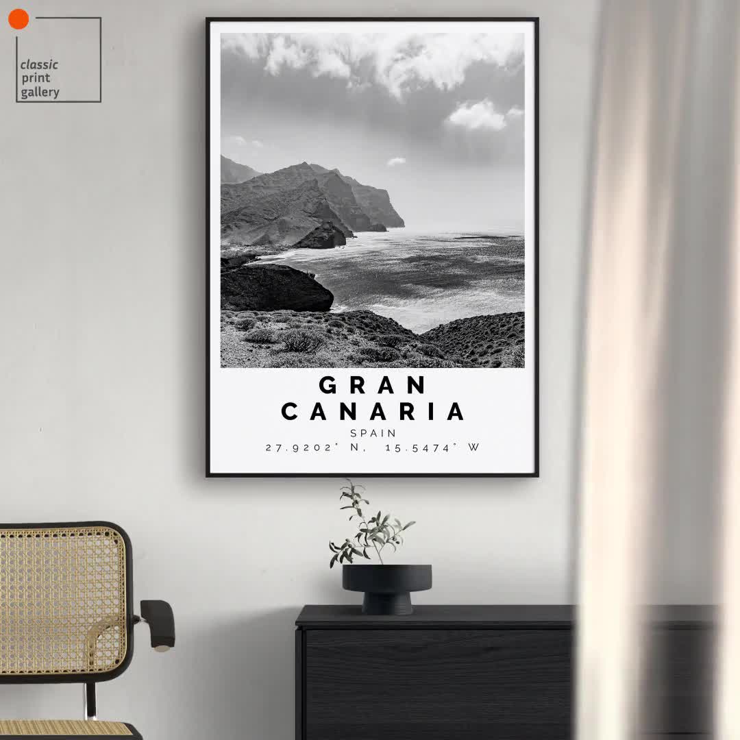 Gran Canaria Print Black and White Photo,Gran Canaria Wall Art,Gran Canaria  Travel Poster,Gran Canaria Photo Print, Canary Islands, 3481