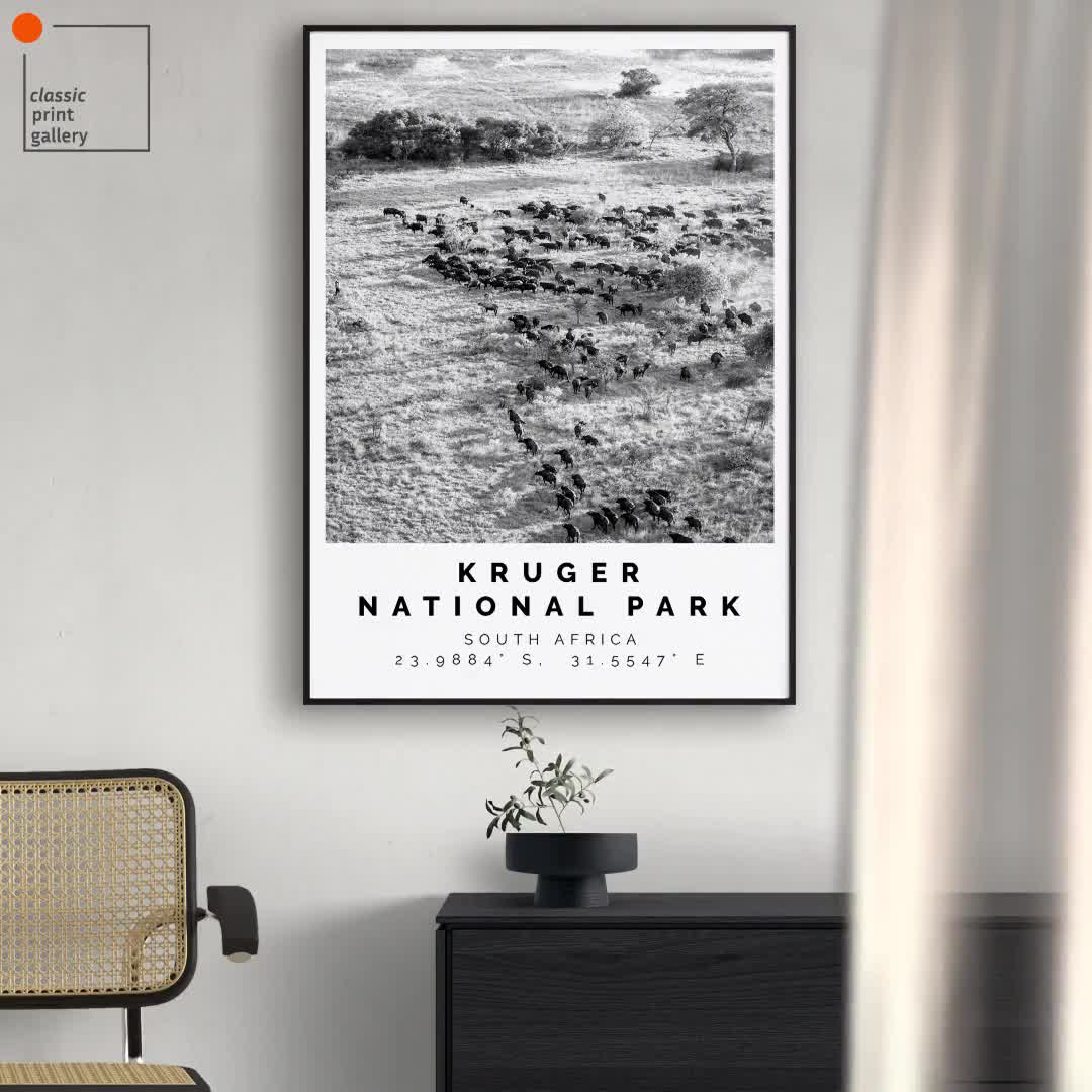 Kruger National Park Poster Black and White Print, Kruger National Park  Wall Art, Kruger National Park Travel Photo,South Africa,4714a