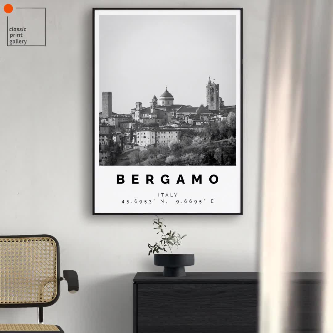 Bergamo Poster Black and White Print, Bergamo Wall Art, Bergamo Travel  Poster, Bergamo Photo Print,Italy,5978