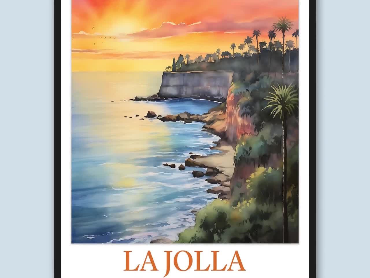 ラホヤの旅行ポスター：サンディエゴの海岸アート - Etsy 日本