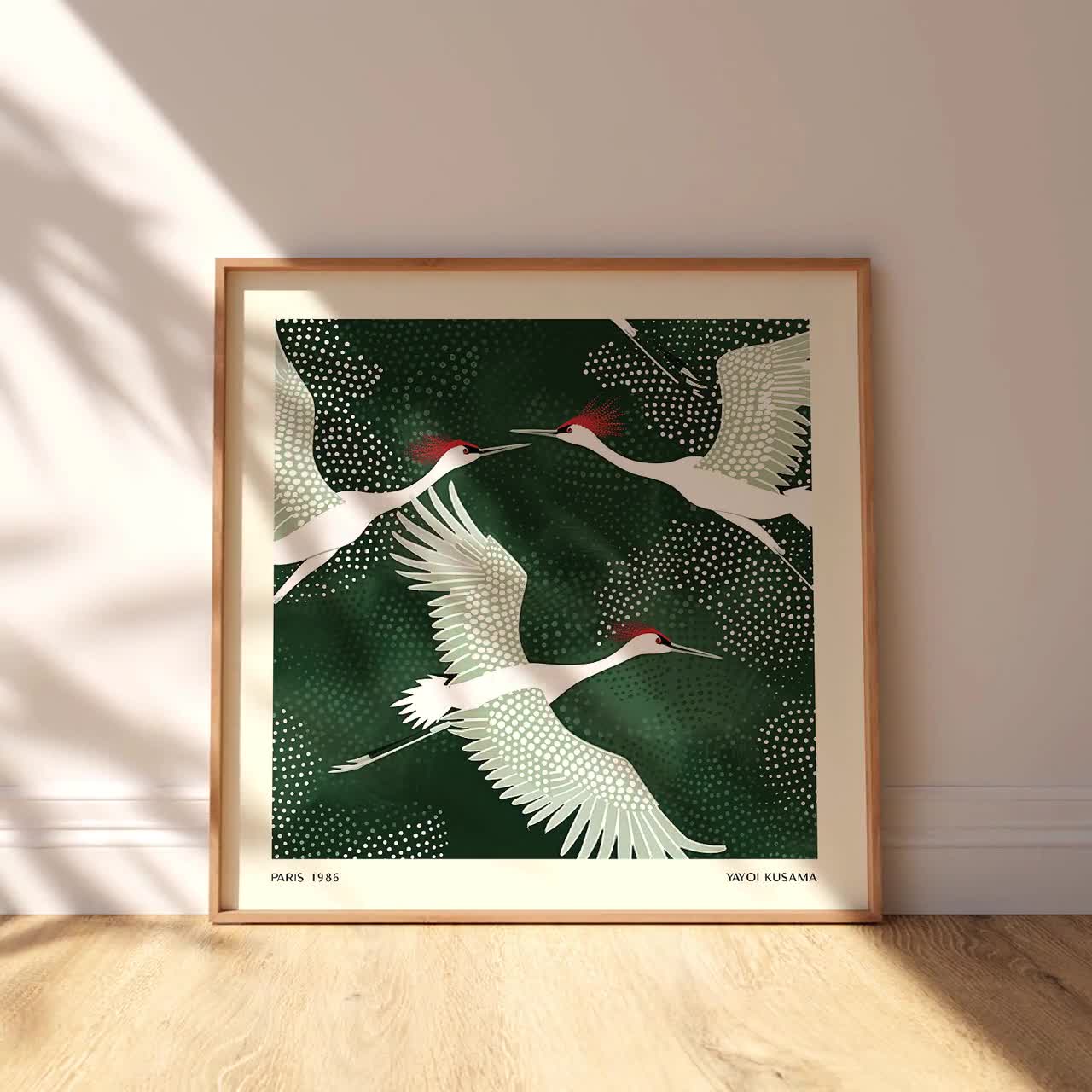 Cranes of Japan Wall Art Minimalist Japanese Bird Print