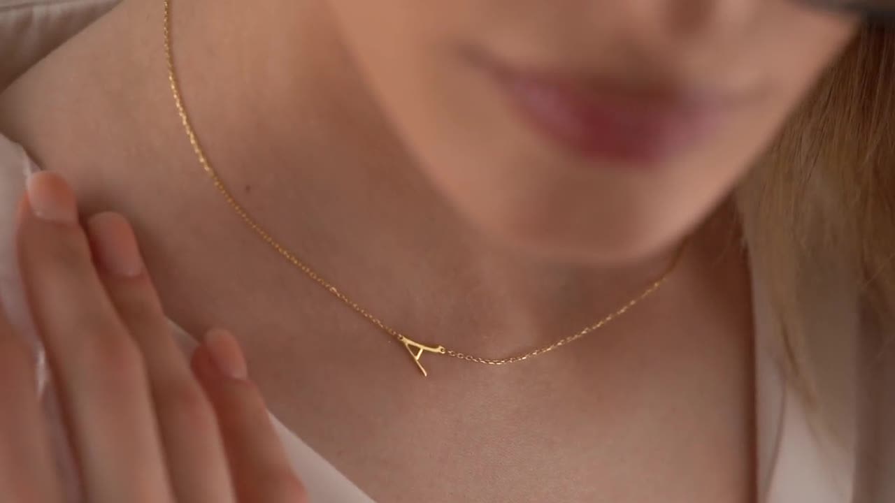 Sideway Initial Necklace - Baublebible.com