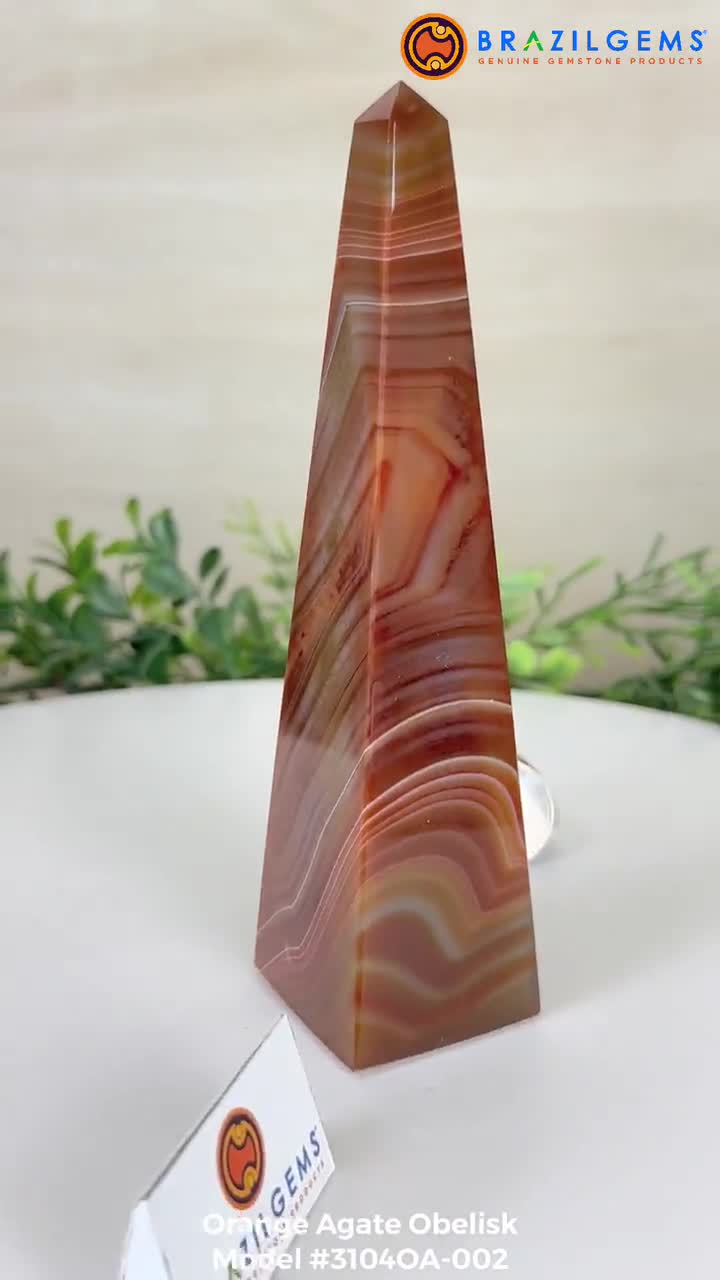 Orange Agate 4-sided Obelisk Tower, 6.2