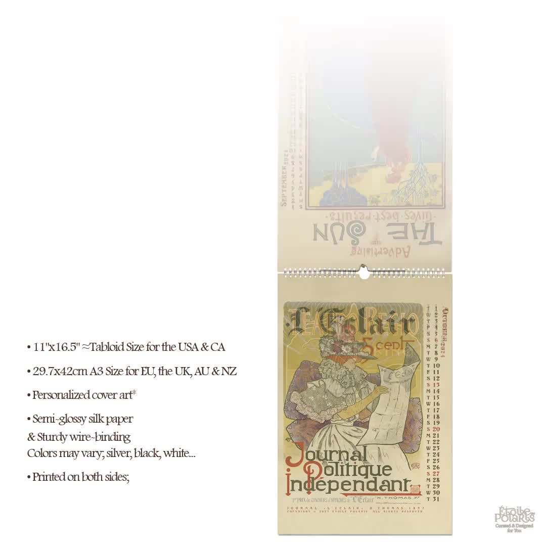 Calendrier des affiches Art Nouveau 2024 / Les Maîtres de l'Affiche Maîtres  de l'Affiche, 1896-1900 par V.A. / Calendrier mural mensuel A3, Tabloïd -   France