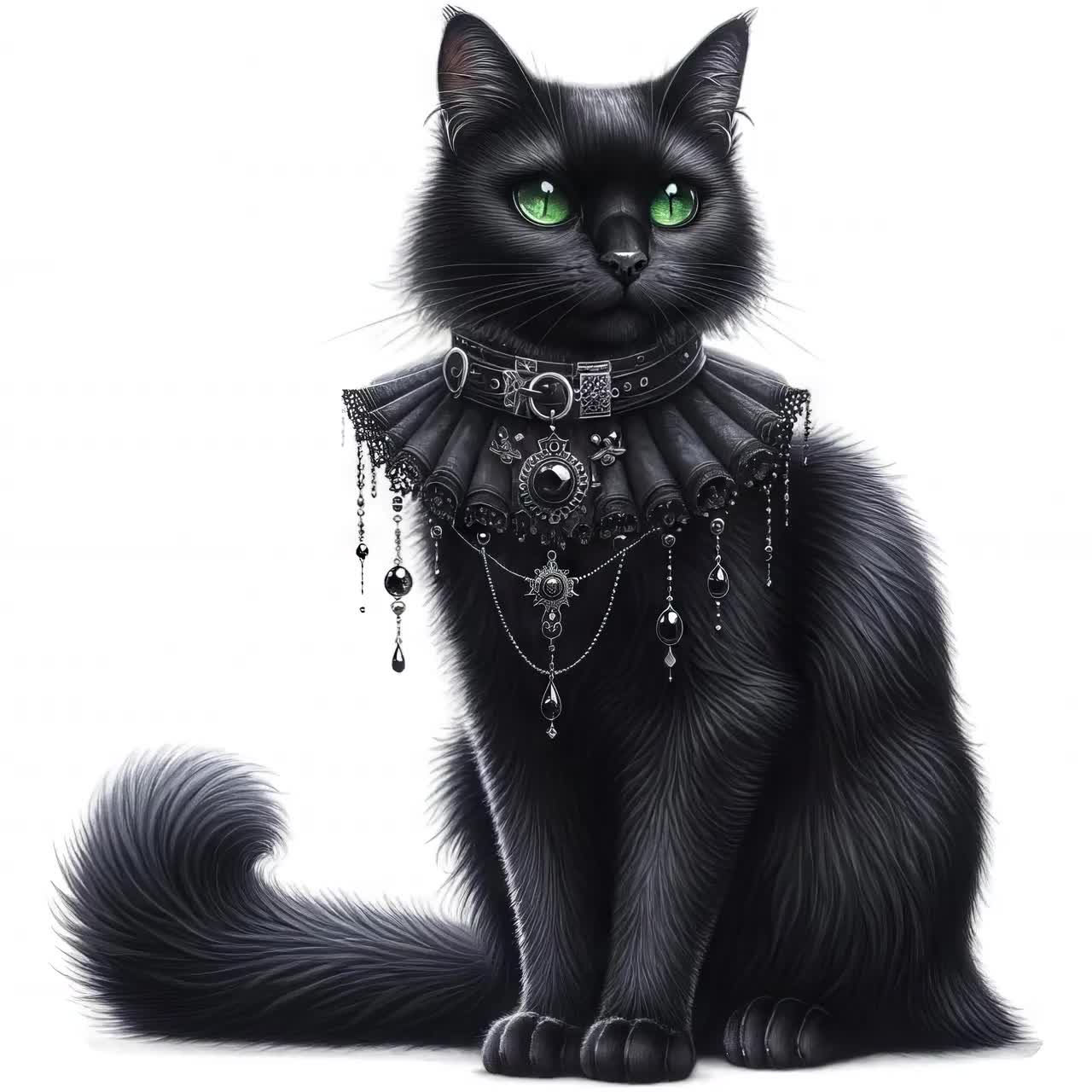 ゴシック猫のクリップアート：ダークファンタジーアートの印刷可能