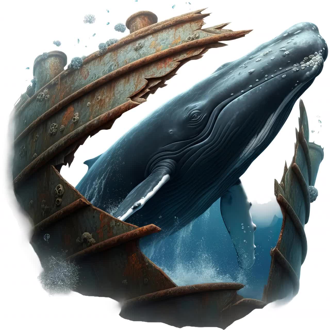 リアルなマッコウクジラのクリップアート：海洋PNGバンドル（デジタル