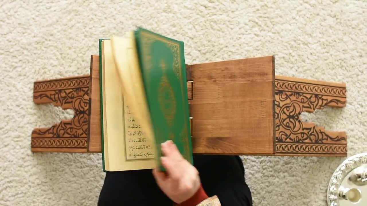 Soporte grande de madera para Corán, soporte plegable para libros