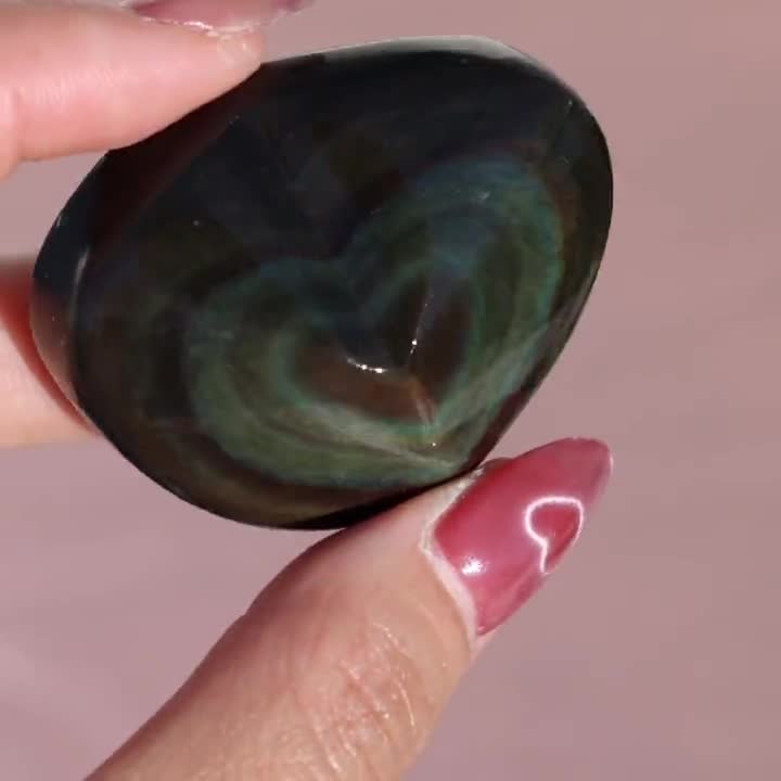 レインボーオブシディアンハート - シングルハート、ロマンチックな