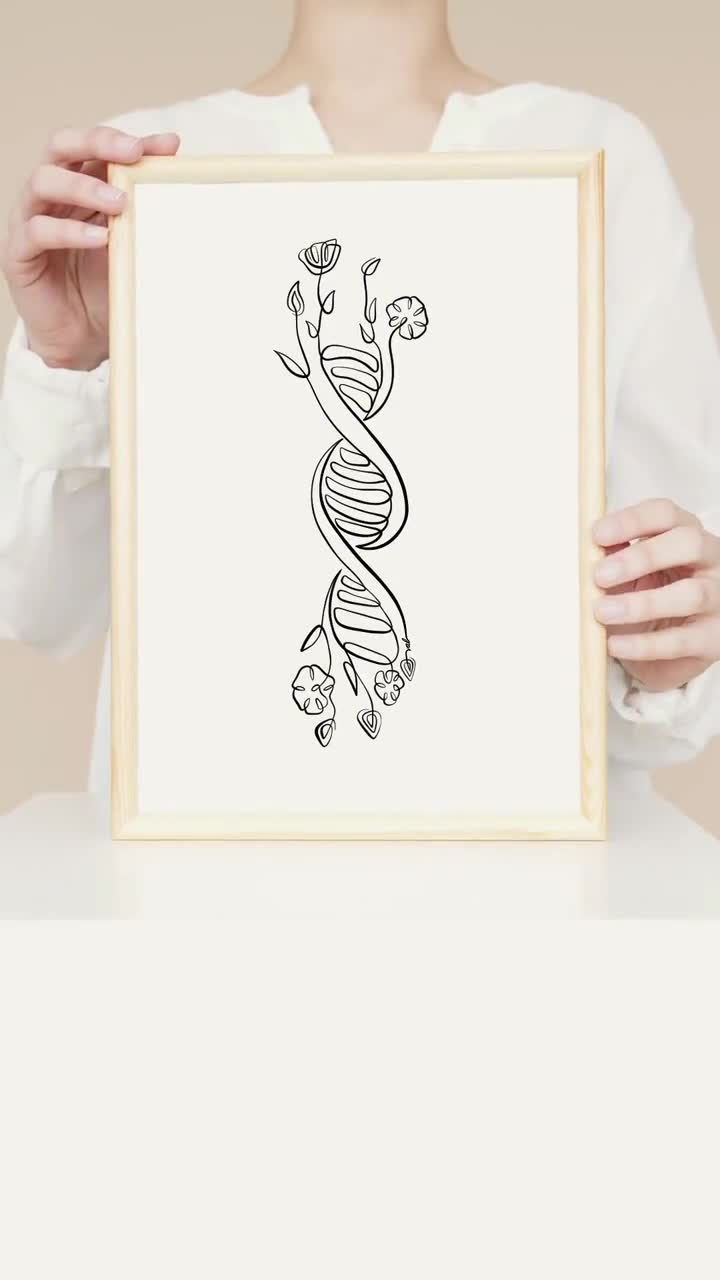 DNA Art Print Dessin ADN Human DNA Artwork, Abstract Genetics