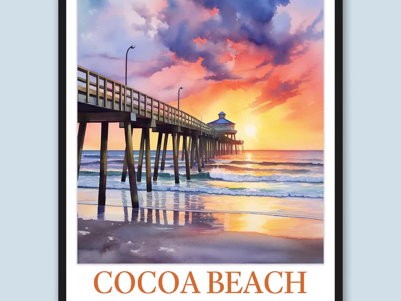 Cocoa Beach Pier Art Print: Florida Travel Poster, image size:1280x960