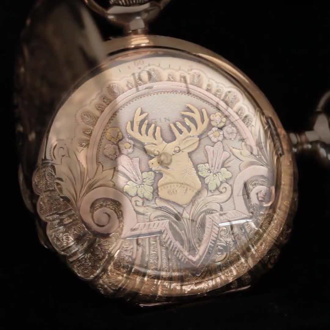 エルジン アンティーク 14K マルチカラー ゴールド 17石 懐中時計