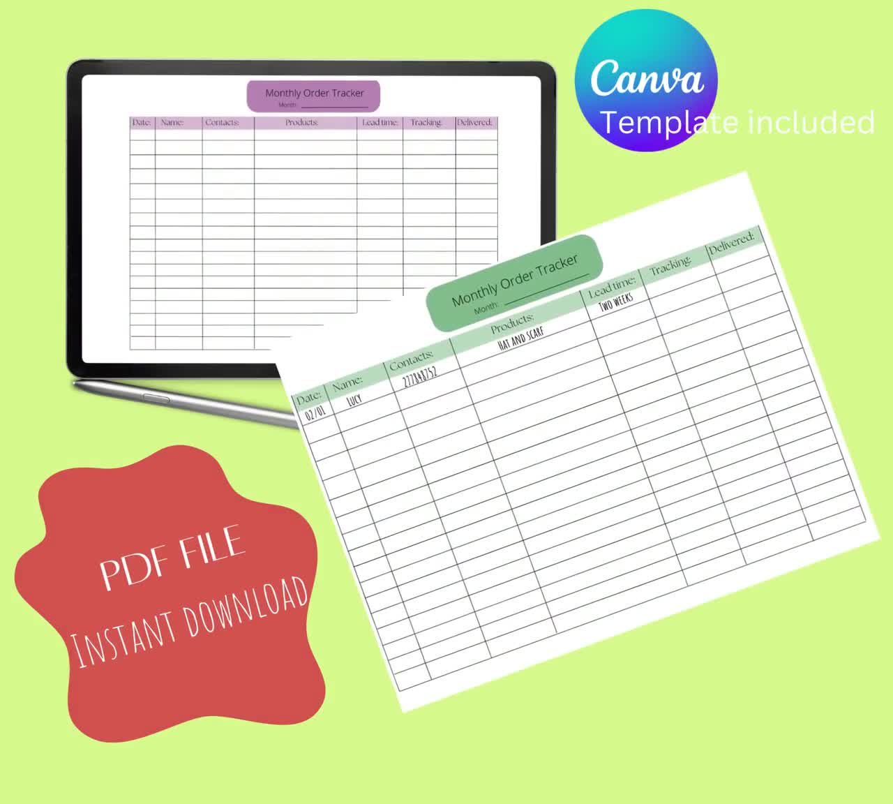 Rastreador de crochet imprimible/ Rastreador de pedidos hechos a mano/ Planificador digital/ Hoja de seguimiento de crochet video poster