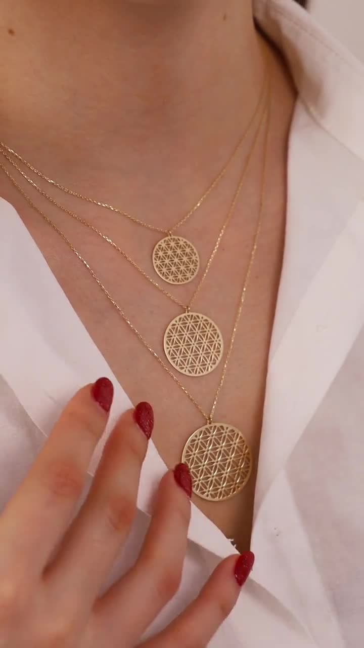 14k Gold Flower of Life, Six Petals Gold Pendant | Mandala Necklace, Symbol  of Perun, Seed of Life, Yoga Sacred Geometry | Gift for Her