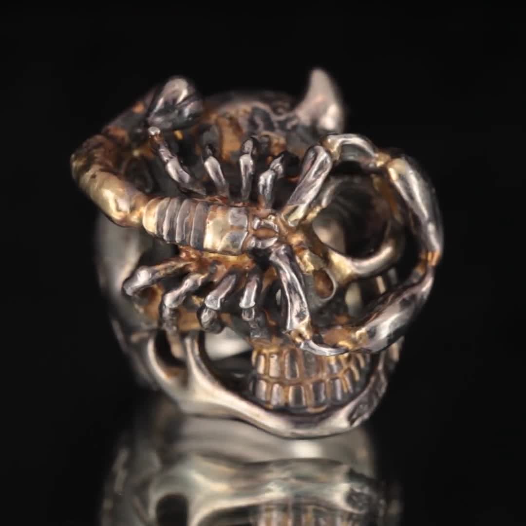 Bill Wall Leather Sterling Silver Custom Master Ring Skull Bill Wall Leather Sterling Silver Custom Master Ring Skull