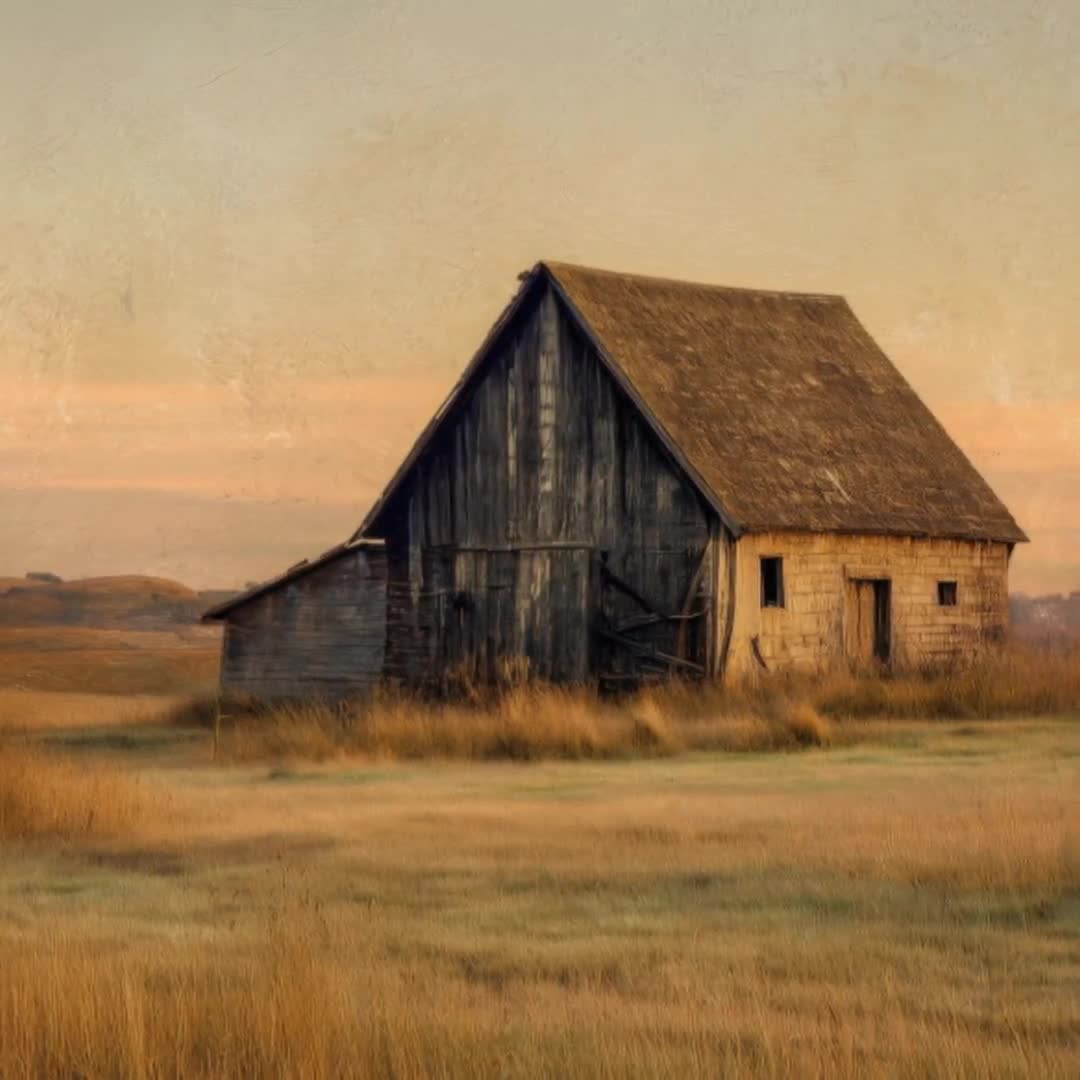 Rustic Barn Landscape Print: Vintage Heartland Americana Farmhouse