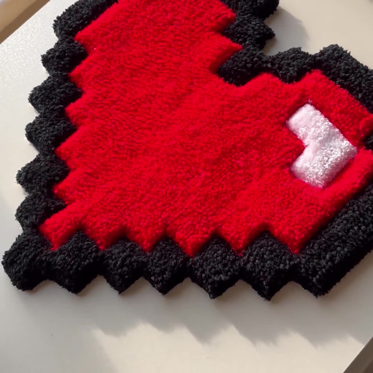 Pixel Heart Hand Tufted Rug: Acrylic-bamboo Sweet Decor - Etsy