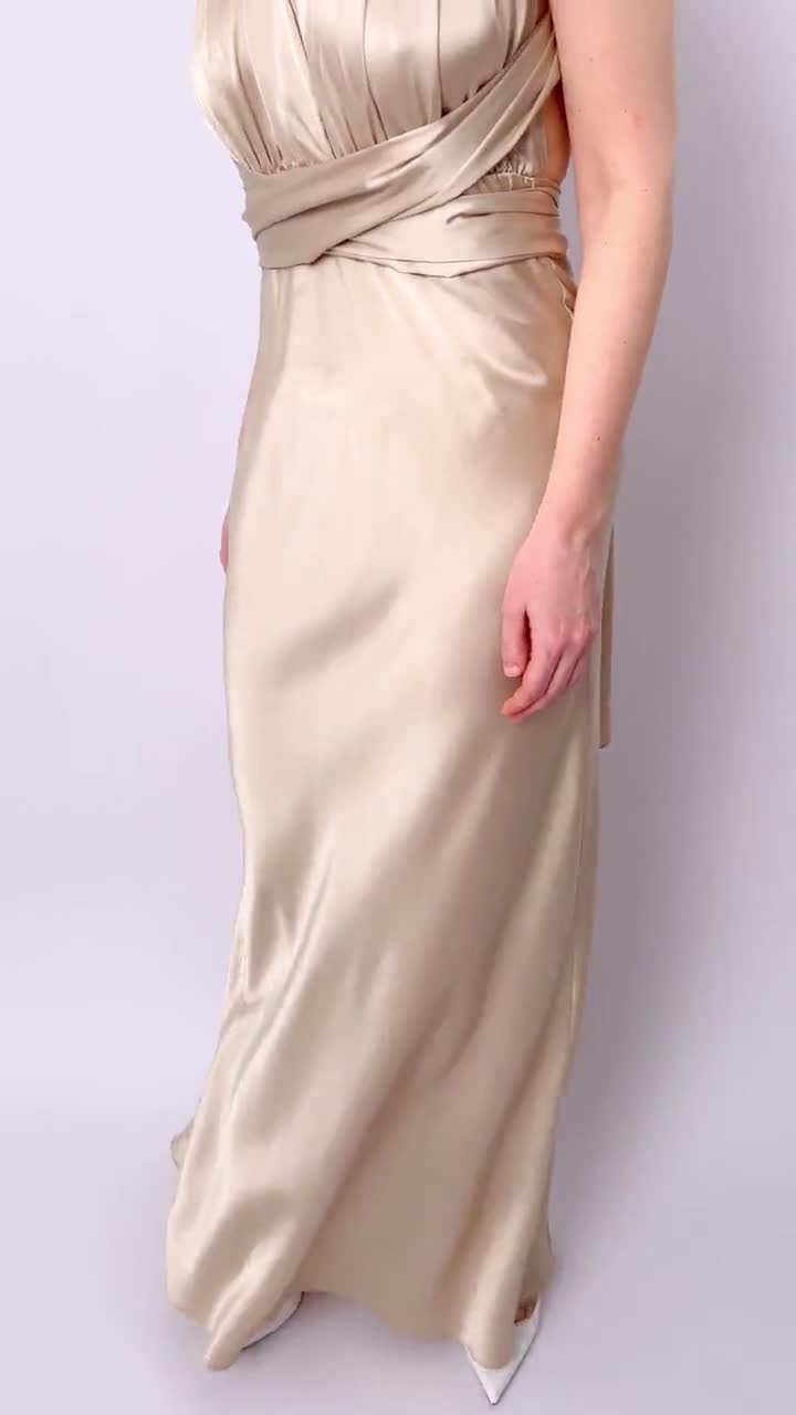 Infinity dress, champagne beige silk dress, bridesmaid dress, silk dress, multi wrap dress, convertible dress, multiway dress, long dress Infinity dress, champagne beige silk dress, bridesmaid dress, silk dress, multi wrap dress, convertible dress, multiway dress, long dress