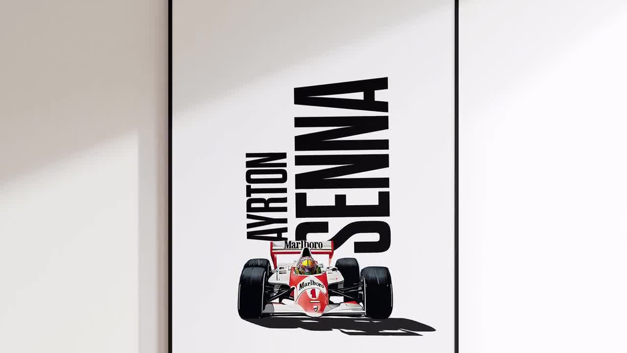 アイルトン・セナ F1 アートプリント：白黒マクラーレンポスター
