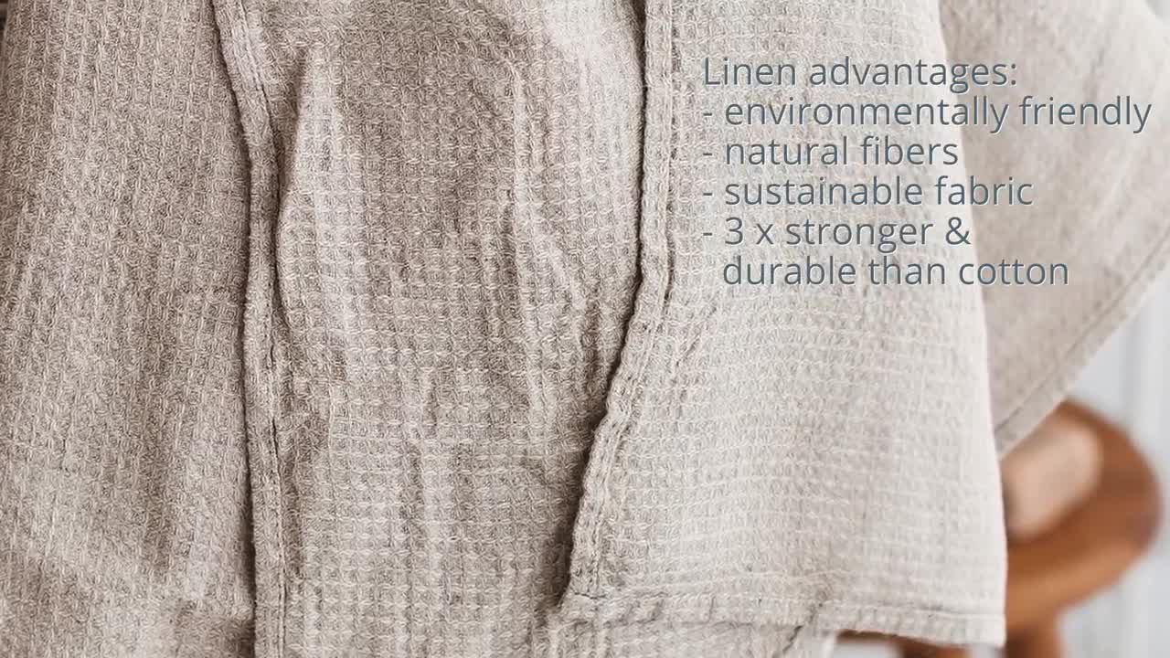 Pure 100% Linen Bath Towel - Stone-Washed 30 x 60 inch Soft Lightweight  Travel Towel - Waffle Weave Quick Dry Hair Towel - Natural Flax Thin Towels