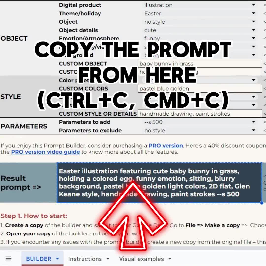Generador de indicaciones de Pascua, plantilla de indicaciones de Midjourney, indicaciones artísticas de IA, conejito, huevo, decoración pastel, flor de primavera, pollito, linda escena festiva, herramienta de diseño video poster