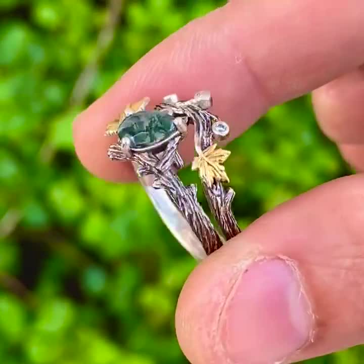 Promise Rings For Her Coffin Shaped Black Rutile Engagement Ring