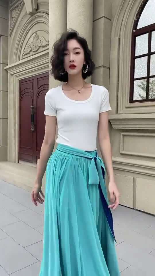 ヨガ・フィットネスその他 BALLESSIMO Chiffon Skirt (Turquoise) Chiffon Maxi Skirt Women, Summer Swing Chiffon Skirt, Blue