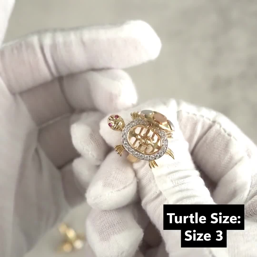 10k & 14k Solid Gold Turtle Open Back Ring for Women Girl
