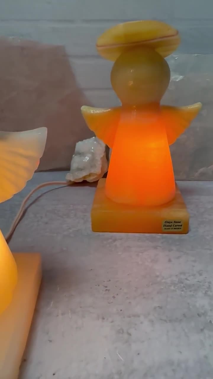 Mexican Onyx Angel Night Light - Hand Carved Stone Lamp - Etsy