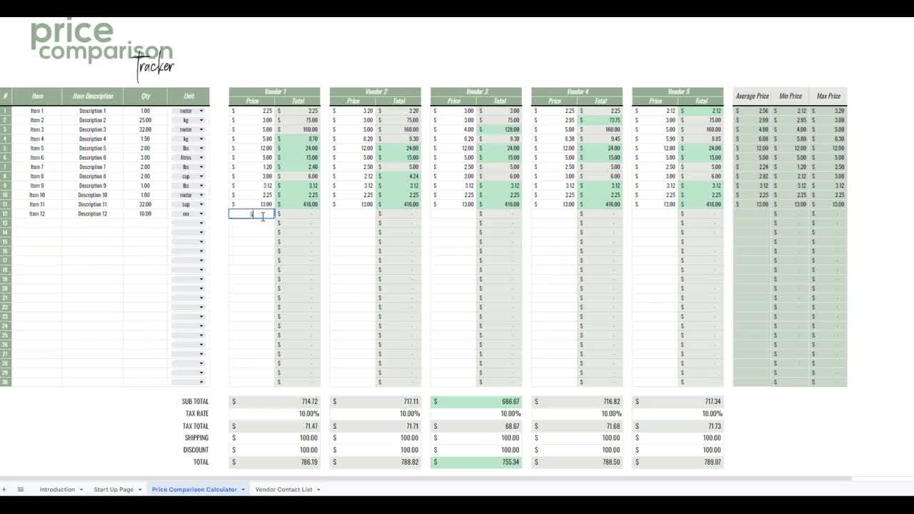 Vendor Comparison Spreadsheet 48 Stunning Price Comparison Templates
