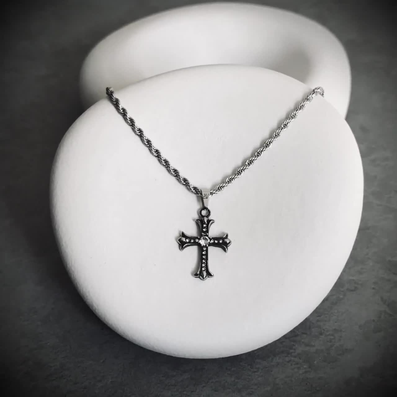 Collana Con Croce Ghiacciata Da Uomo 925 In Argento Sterling - Foto 4