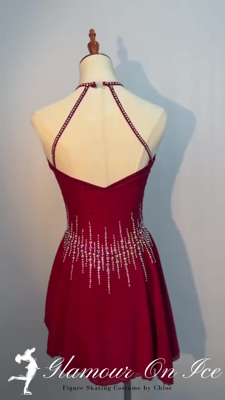 dark red figure skating dress Ice Skating Dress YOLO Red