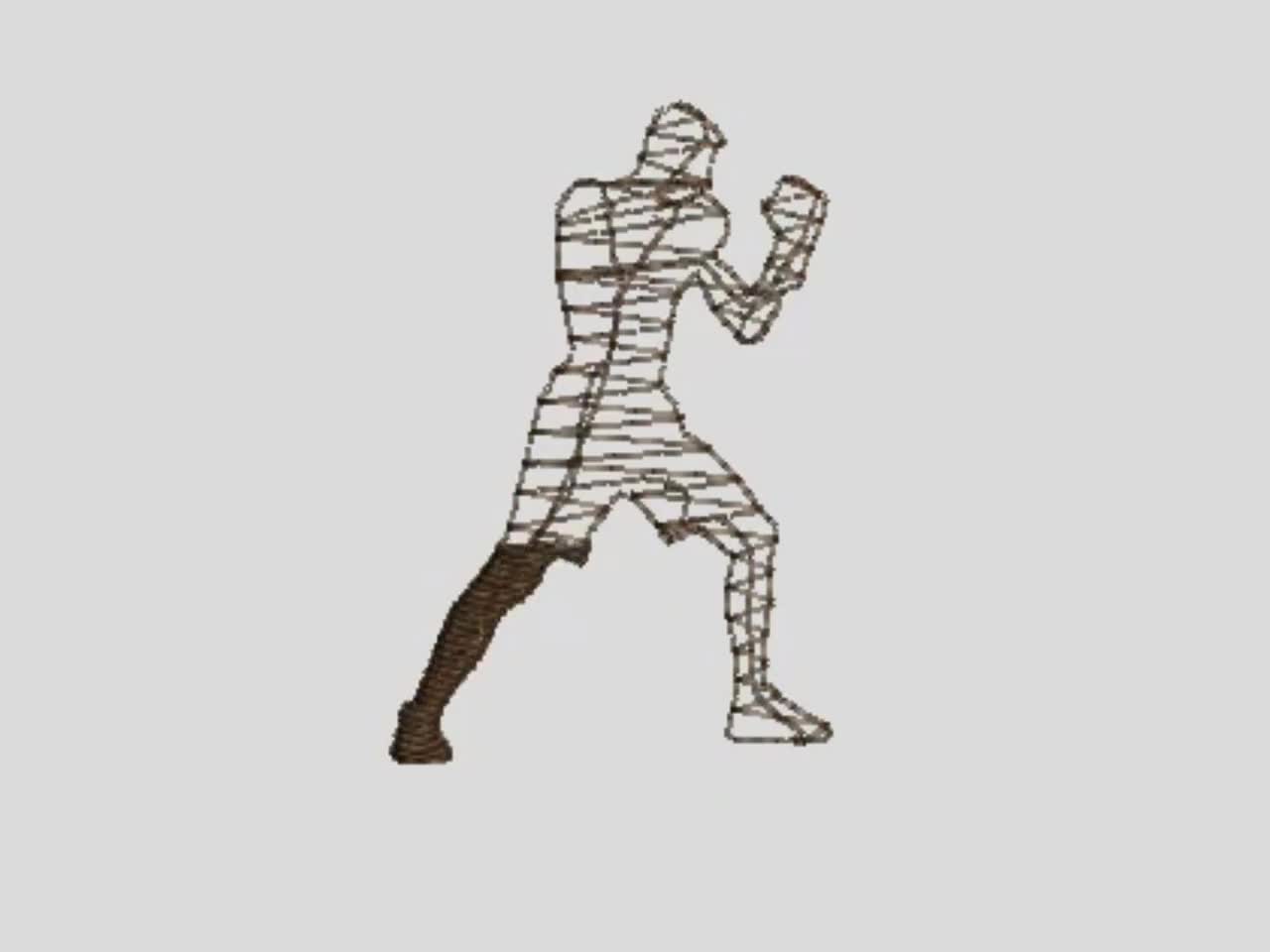 Diseño de bordado de boxeador Ready Stance, silueta dinámica de atleta masculino, incluye 9 tamaños para bordado a máquina. video poster