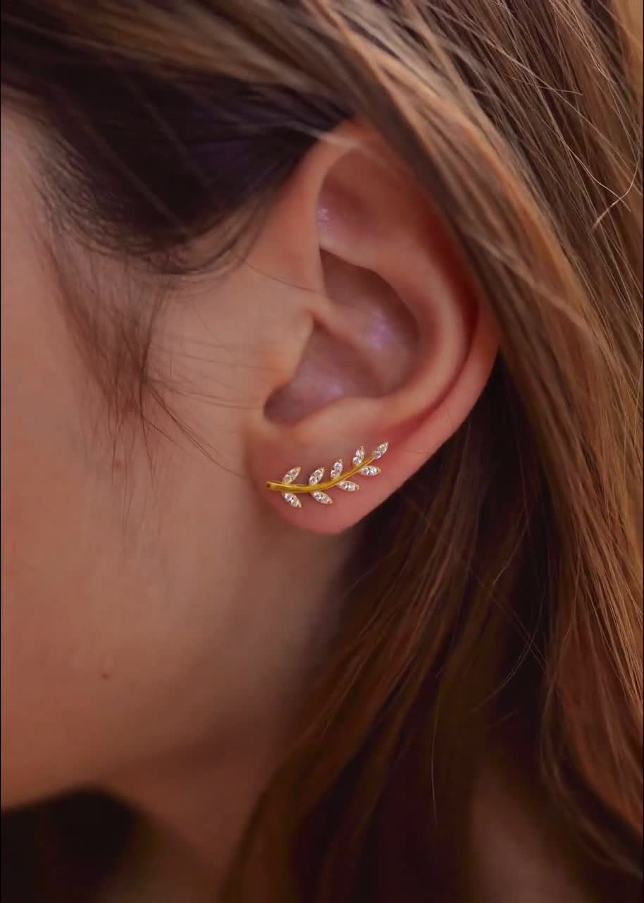 LOVANS Orecchini Pendenti A Foglia D'ulivo In Argento 925 - Donna, Design Ramo, Ipoallergenici, Con Confezione Regalo - 5