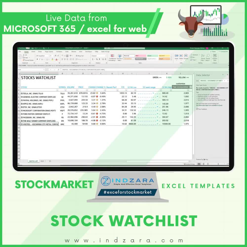 Aandelen Watch List Excel-sjabloon