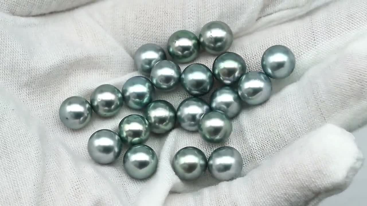 8～11mmの高品質タヒチ産真珠、天然シルバーブルーまたはグレーカラー