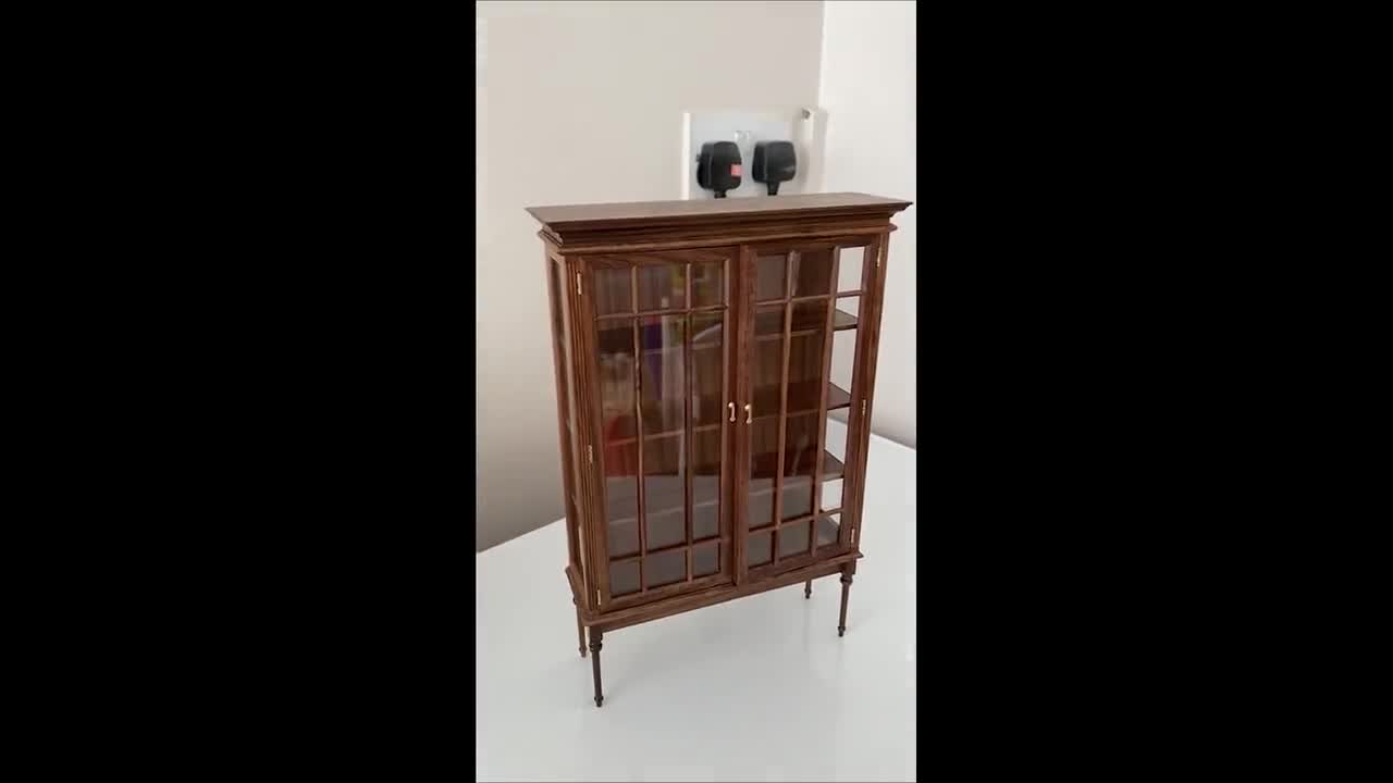 1:6 ミニチュア ダークブラウン ディスプレイキャビネット ドール