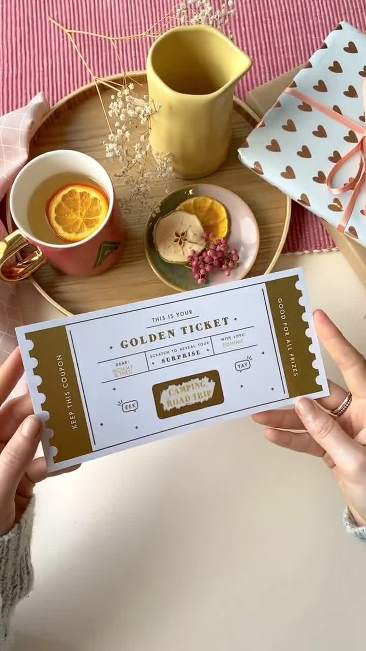 Tenare 2 Sets Cartes de Bons à Remplir Soi-Même Golden Ticket Cartes de  Bons d'Achat Cartes à Gratter à Écrire Soi-Même avec Autocollant à Gratter  et Enveloppe pour Dîner Invitation Théâtre 