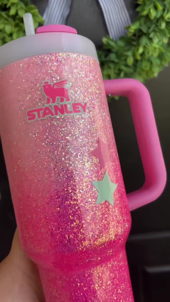 Pink glitter Stanley tumbler