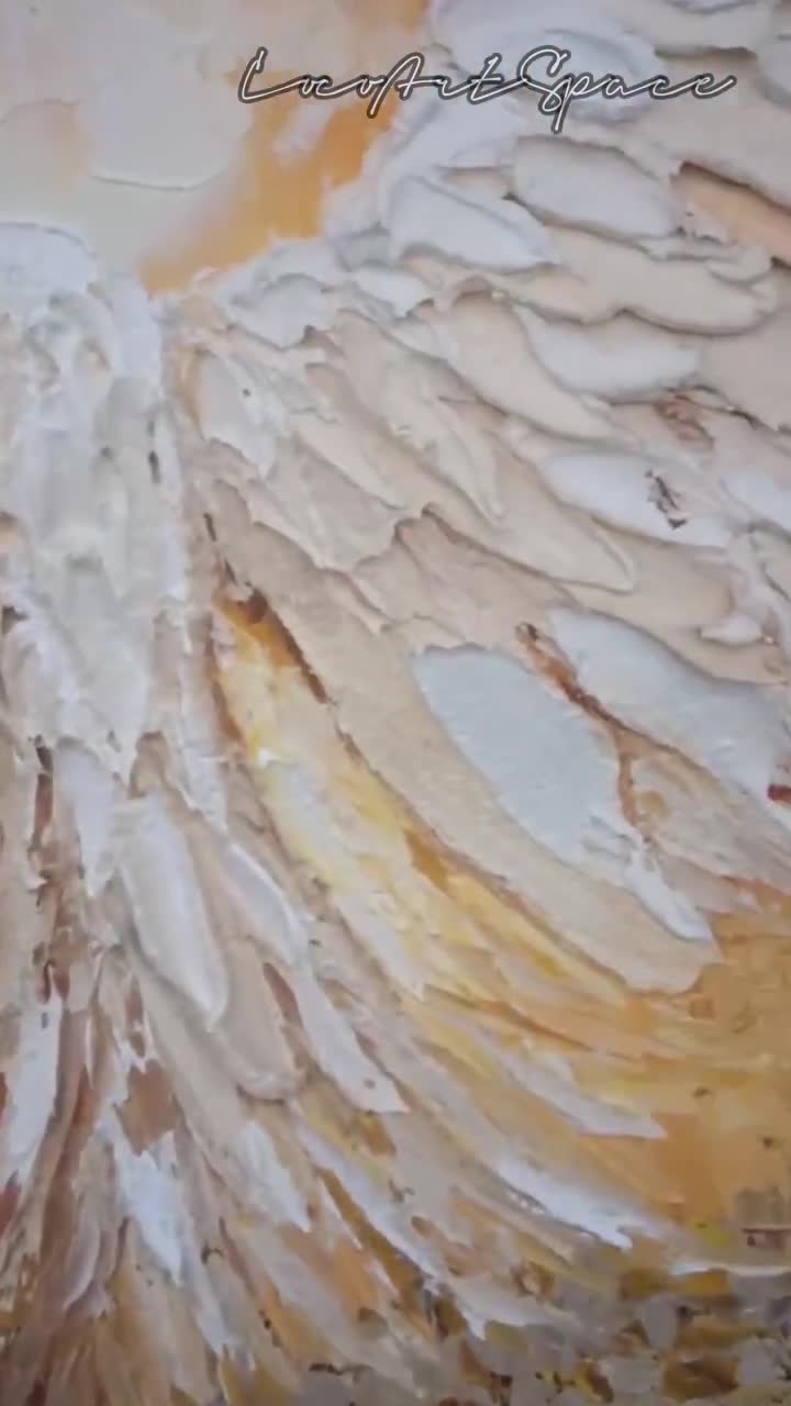 抽象的な天使の油絵 3Dテクスチャ壁アート オリジナルキャンバス絵画