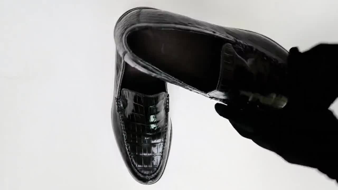 Genuine Leather Shoes for Men Black, Dark Brown Alligator