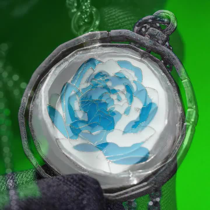 PREMIUM Blue Rose Pendant – Handmade 950 Silver Steampunk-inspired