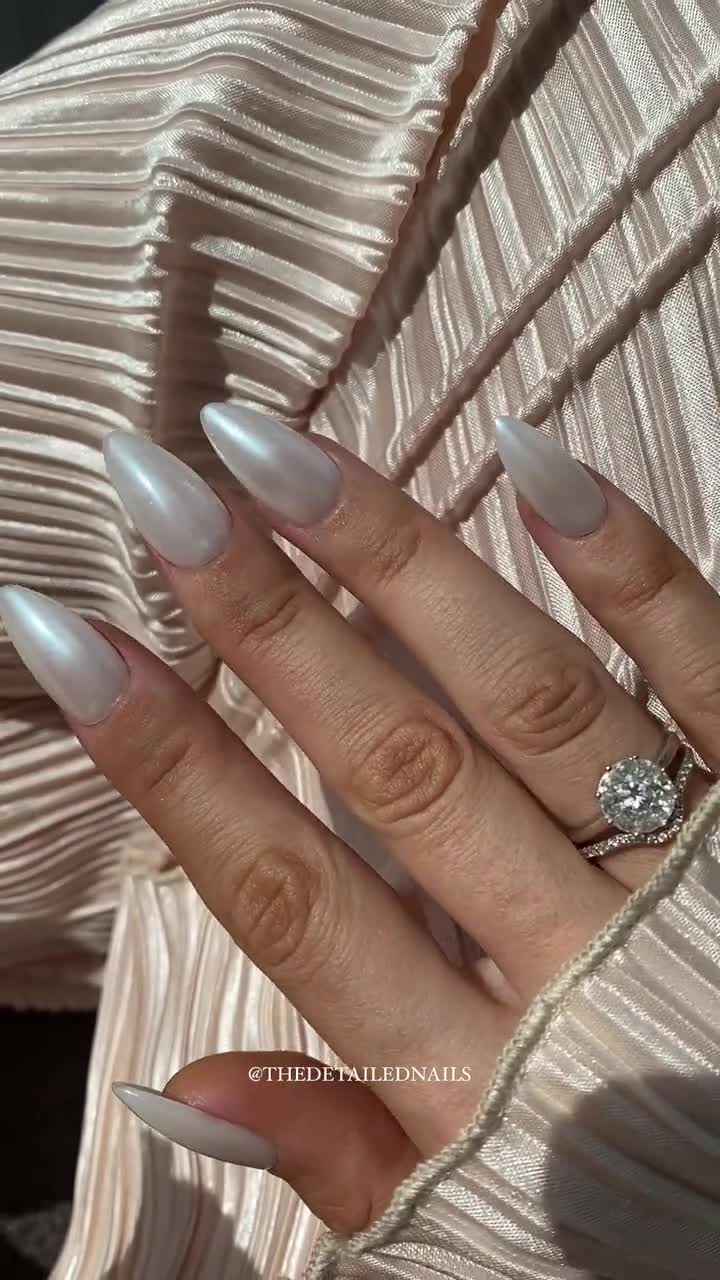 mia :) on Instagram: pearl nails 🤍 finally did the hailey bieber