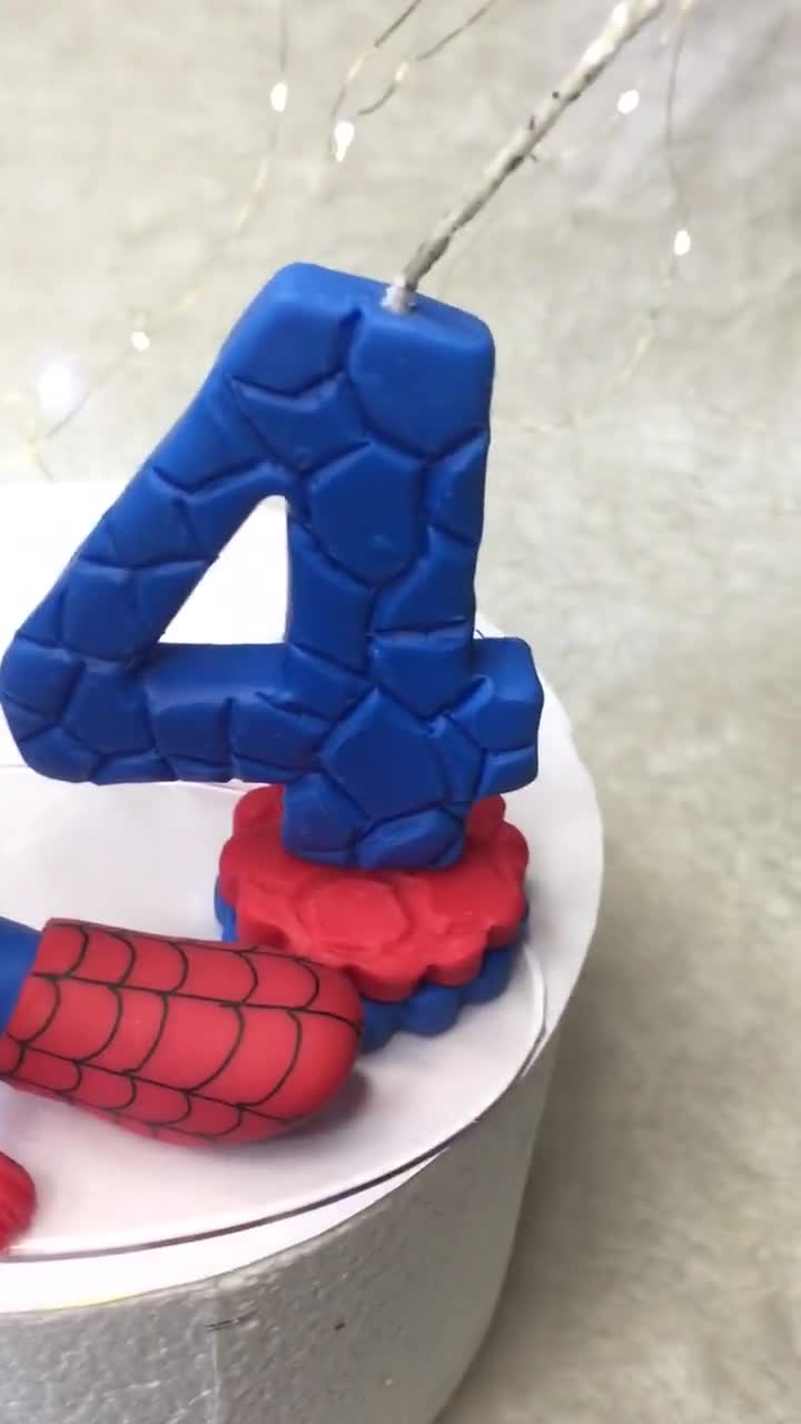 Decorazione per torta ispirata a Spider-Man Candela di compleanno Festa di  supereroi Cappello Torta per ragazzo Decorazione Festa per bambini 14 cm  Blu e rosso -  Italia